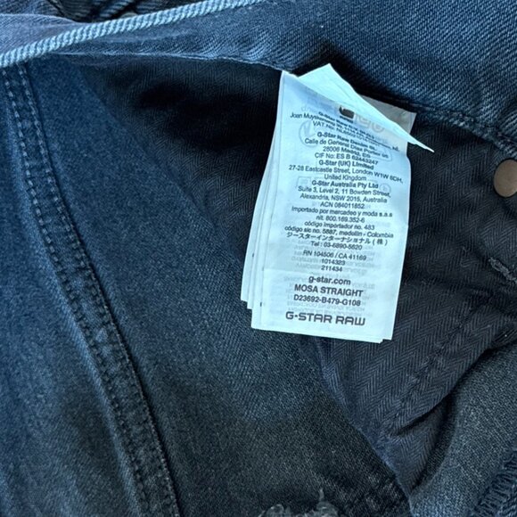 G Star Raw Mosa Straight Jeans Mens 33/30 Black Wash Denim - Picture 7 of 9